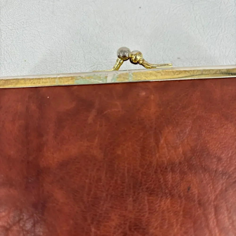 Buxton Leather Wallet Brown Top Grain Cowhide ID Credit‎ Card Kiss Lock Coin